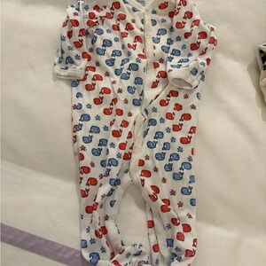 Roller Rabbit Red and Blue Whale Print Kids Footie